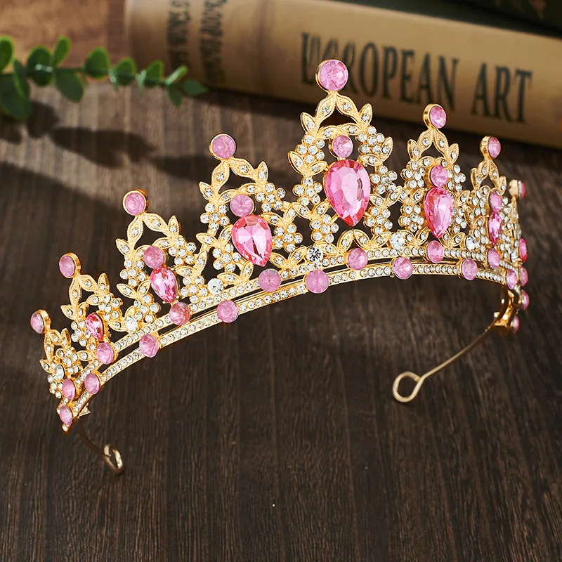 Wholesale Diamond Accessoire Femme Tiaras Colors Rhinestone Coronas Decorativas De Metal Sparkling Pageant Crown Crystal Diadem