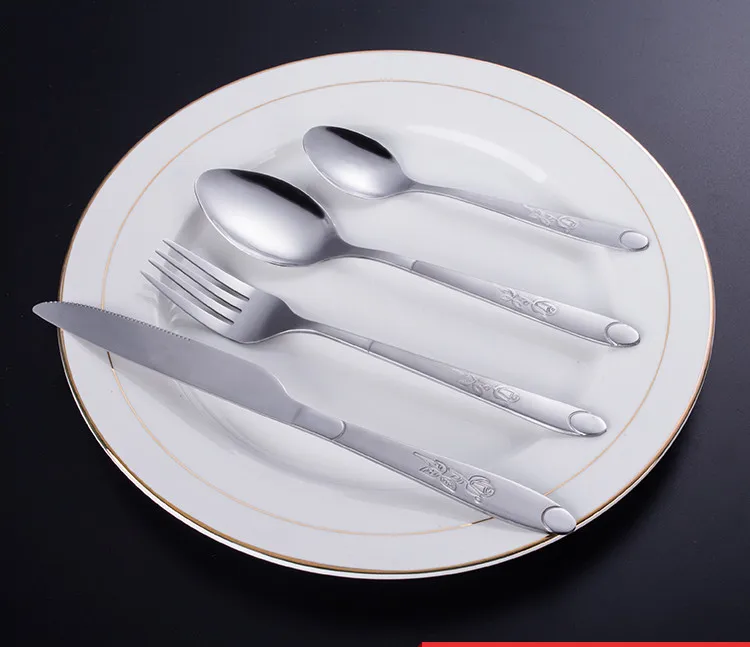 Высокое качество зеркальная полировка роза ручка наборы столовых приборов 24 шт. набор с деревянной коробкой для свадебного подарка hotel