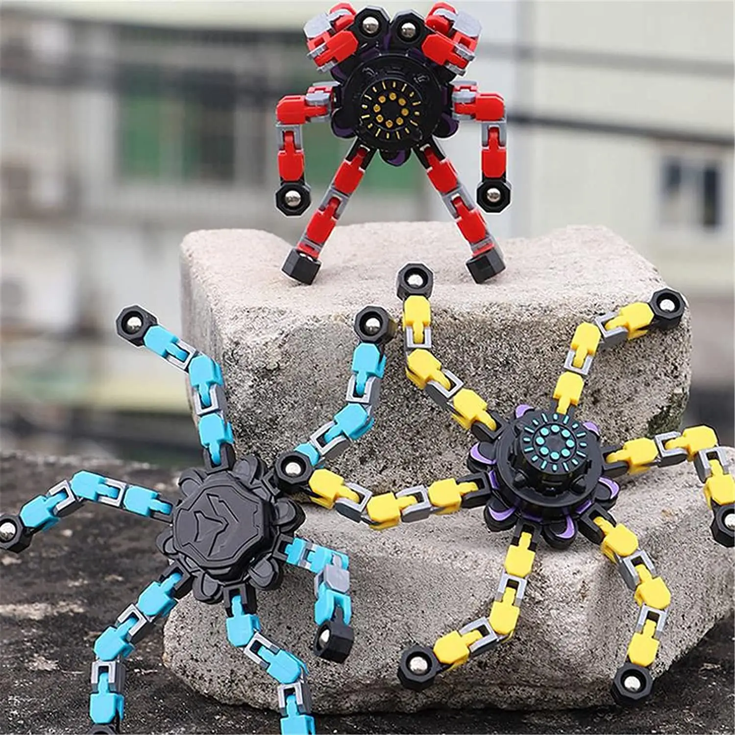 New Design Transformable Fingertip Gyros 4 colors Mechanical Fingertip Toy For Kids And Adults Finger Spinner Fidget Spinner