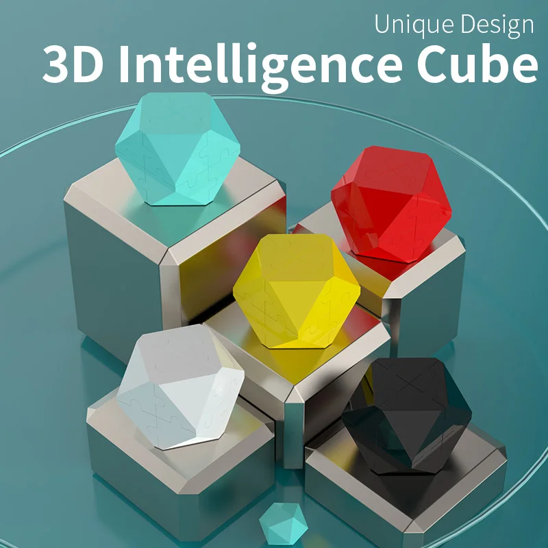 High Quality ABS 3D Intelligence Colorful Cube Puzzle Block Puzzle Stress Relieving Toy Spinning Rotating Hand Toys Kids Gift
