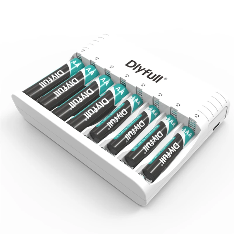 Dlyfull 8 slots 1.2V NiMH AA AAA Rechargeable Battery Charger for Your Toys Microphone Wireless Mouse Keyboard Clock Battery