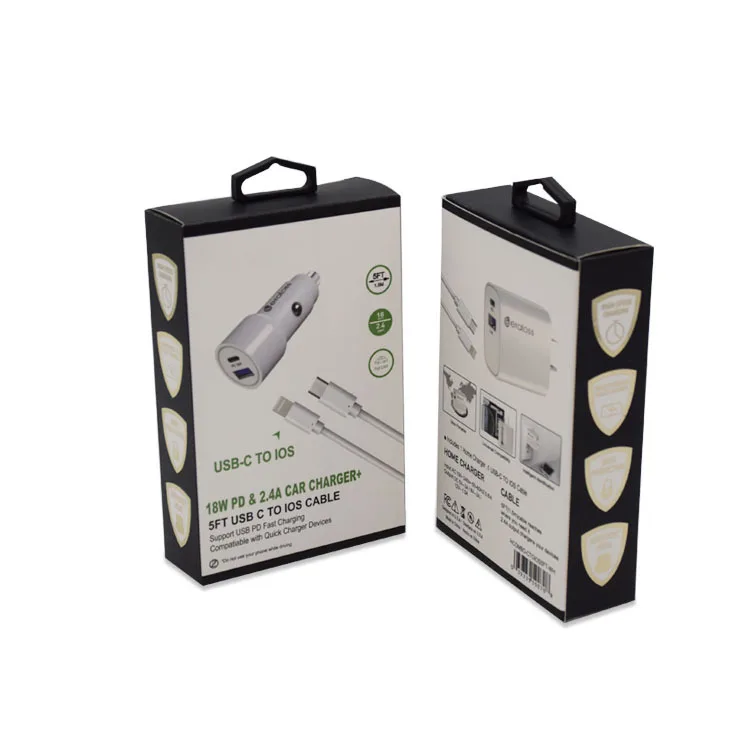 Custom Cardboard Packaging Paper Box for  Charger And USB Cable