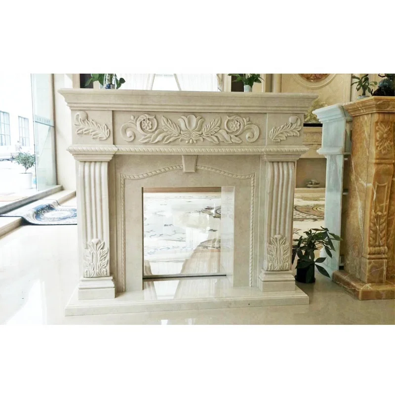 BOTON STONE Pure White Marble Dtone Fireplace Decorative Fireplace Fireplace Mantel