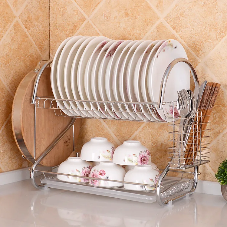 Multifunctional Storage Organizer Dish Drainer Dryer 2 Tier Dish Rack