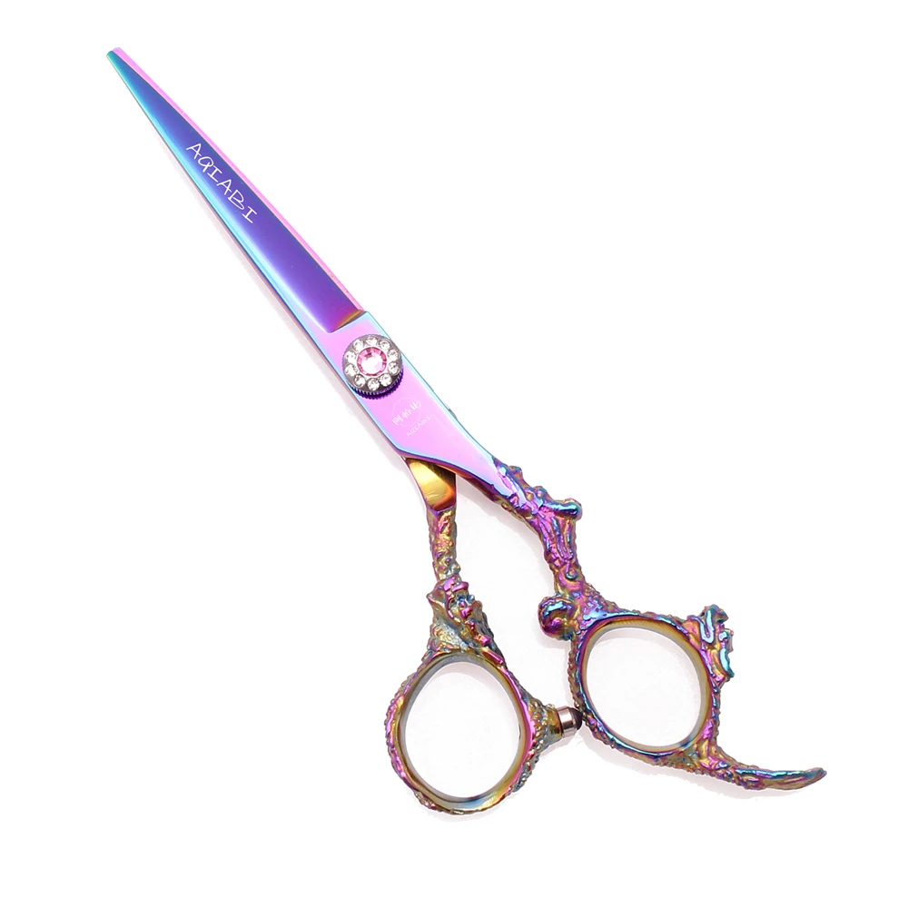 Высококачественные Парикмахерские ножницы 5,5 дюйма 6 дюймов AQIABI JP стальные ножницы для стрижки волос ножницы для филировки красочные A9005