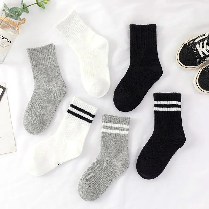 Private Logo Custom Striped Cotton Crew Socks Wholesale Kids White School Socks Manufacturers