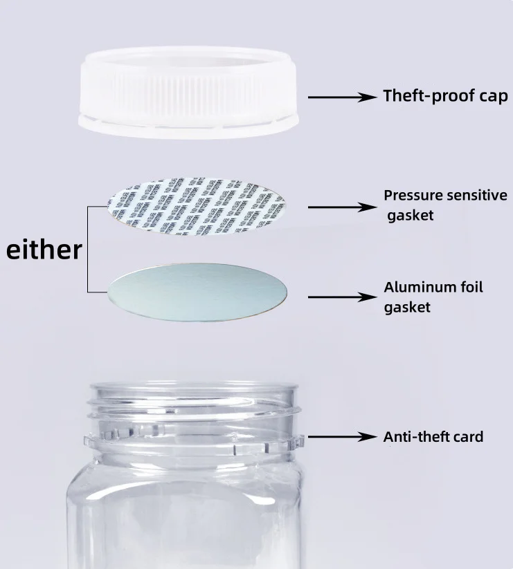 Empty 360ml 720ml 760ml PET Plastic Clear Jars With Lids Cookie Candy Nut Container Honey Powder