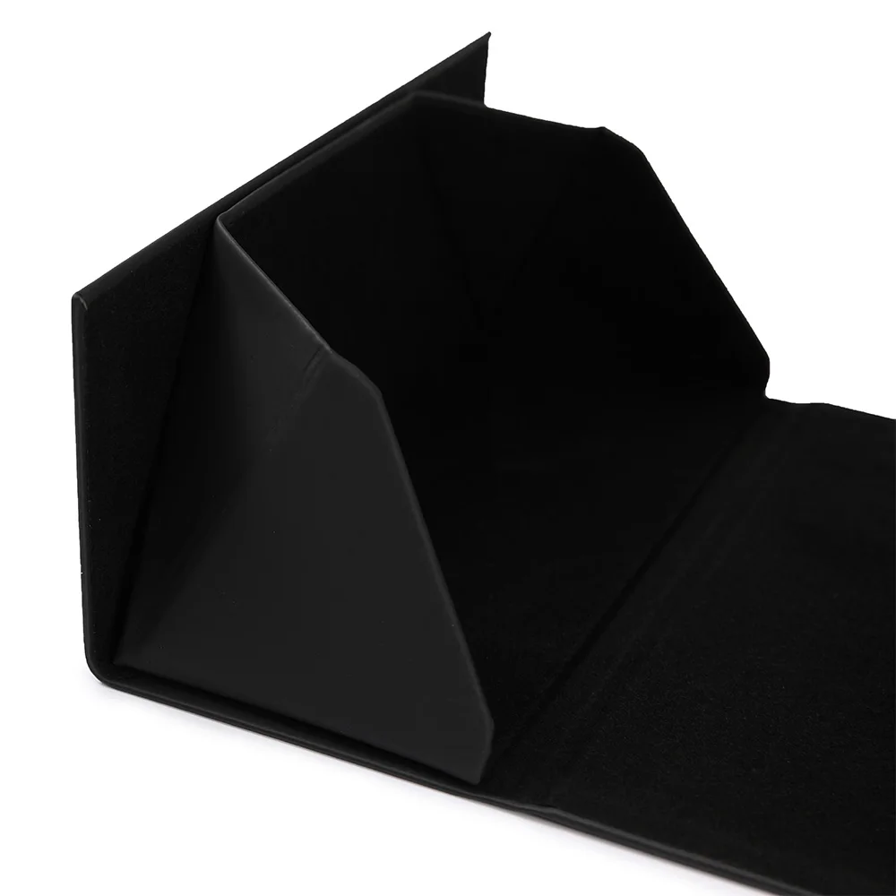 2022 Custom Logo Luxury Popular Black Foldable Glasses Box PU Leather Sunglasses Packing Stock Eyeglasses Case