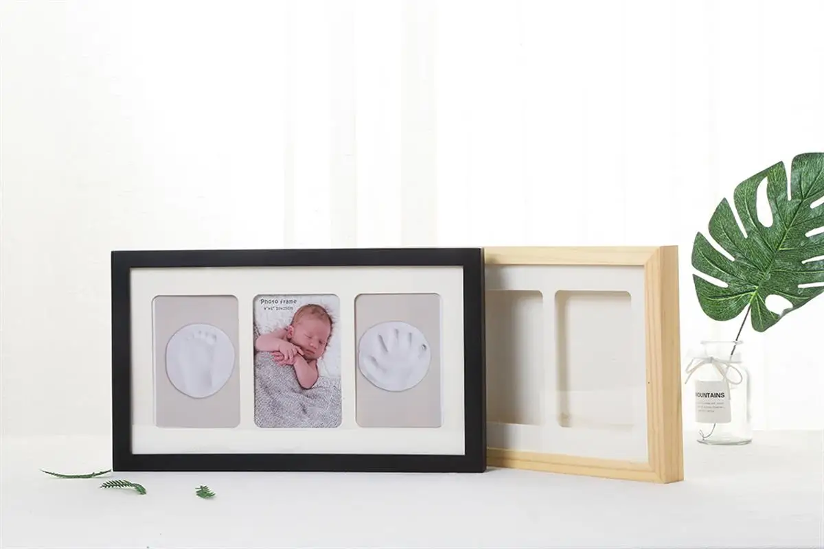 High Quality Wholesale Custom Soft Clay Handprint Footprint Kit home decoration baby photo Shadow box Frame