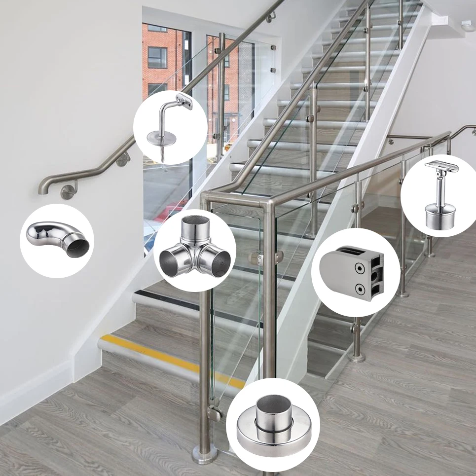 Stainless Steel Railing Accessories Inox Stair and Balcony Glass Balustrades & Handrails Fittings Railing Holder