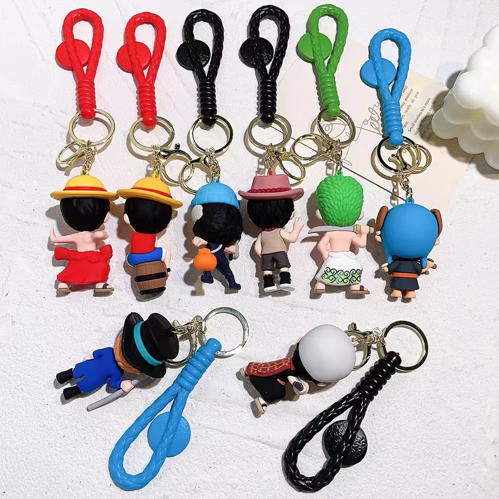 keychain accessories wholesale pvc rubber 3d cute kawaii cartoon character anime keychain luffy keychain