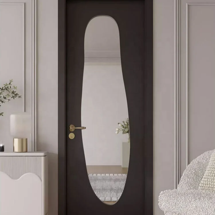 Custom solid wood French interior irregular glass decorative doors Bathroom black eco-friendly painted glass doors