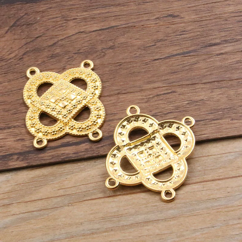 7 gold DIY zinc alloy retro ethnic style accessories porous hollow flower connectors