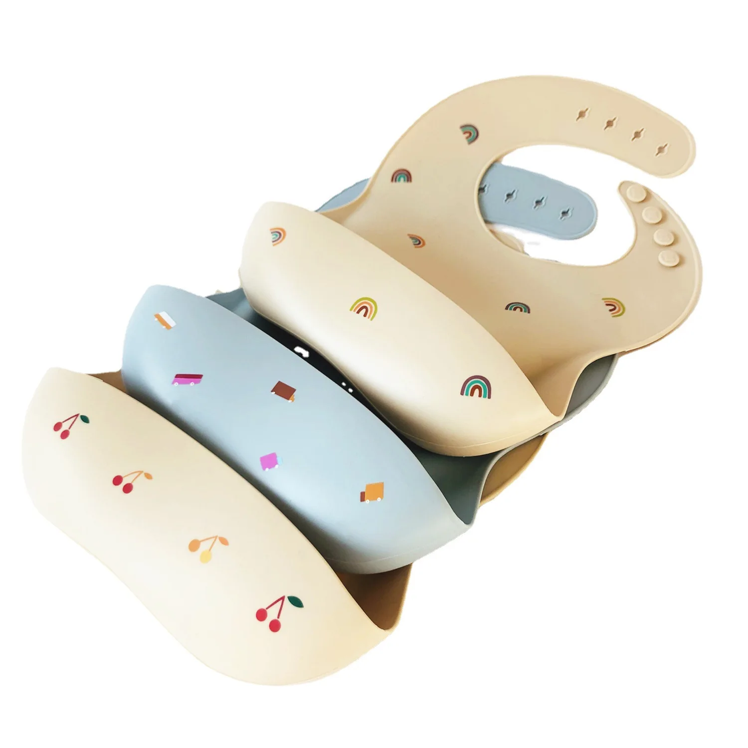 Ibaifei Soft Feeding OEM Baberos De Pacifier Kids Silicona Waterproof Bib Washable Silicone Baby Bib Print Adult Bib Support
