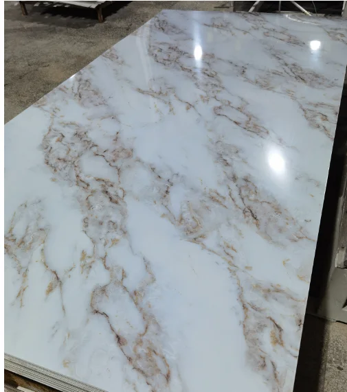 Interior walls decoration PVC material fast installation UV marble panel