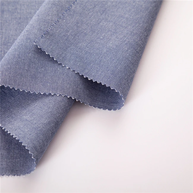 Modern Design Blue Pure Color chambray fabric Cotton Polyester fabric