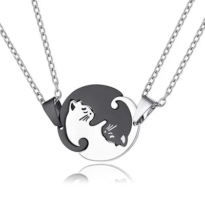 Custom Yin Yang Stainless Steel Silver 14k Gold Pet Chain Engraving Pendant Cat Fashion Jewelry Necklaces