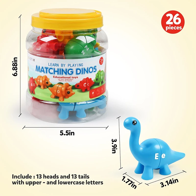 Children Montessori Learning Toy Alphabet Educational Tool Alphabet Match Letters Matching Game Dinosaur Toys