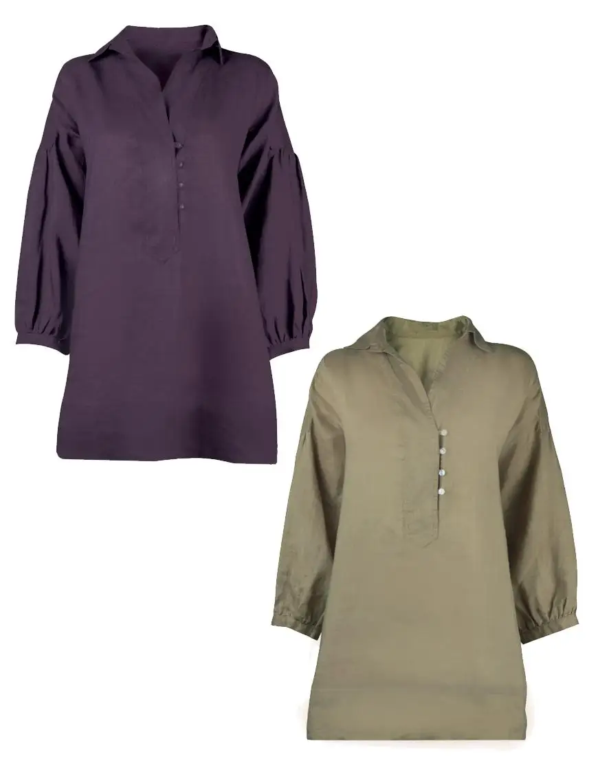 Pure Fashion Linen Dress Shirt Women tunic top ladies linen shirts blouse