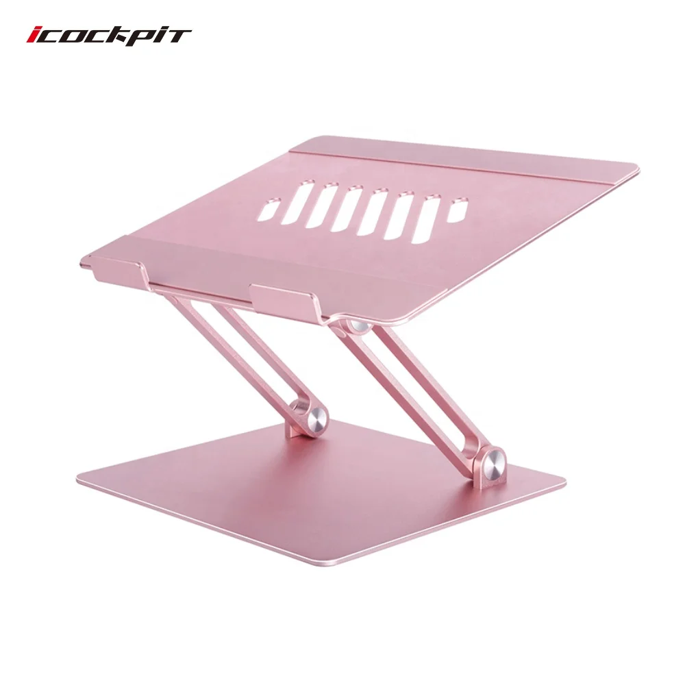 
Icockpit Aluminum Notebook Holder Laptop Computer Stand Portable Laptop Stand Adjustable Height Pink Laptop Computer Table Stand 