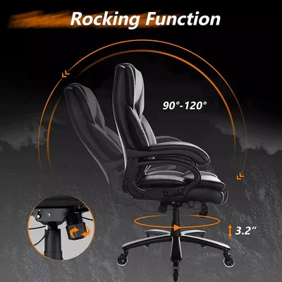 Ergonomic Office Chair 500lbs High Back PU Leather Executive Chair Heavy Duty Big and Tall Best Office Chair for Back Pain