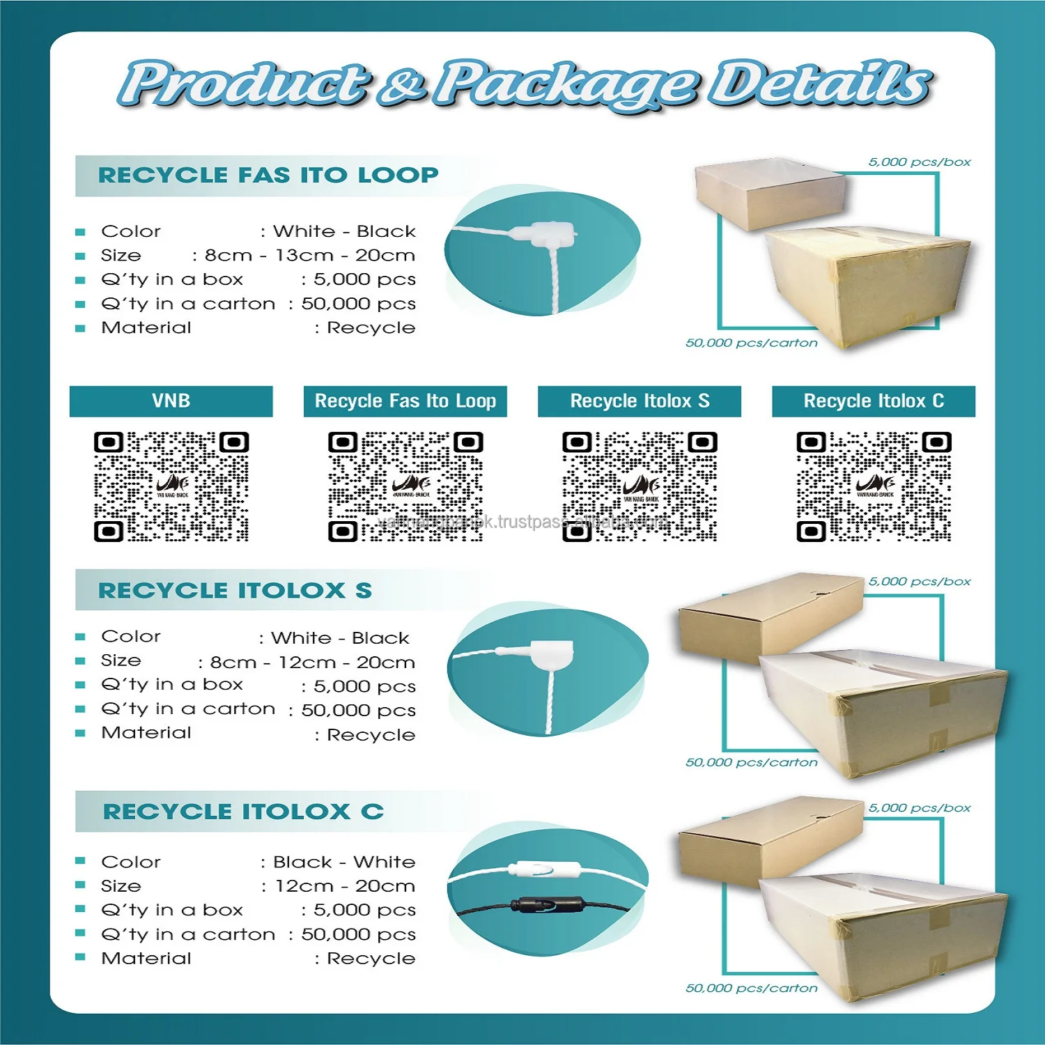 Recycle Ito Lox C eco string fastener made in Viet Nam factory use for hanging tag label nice and strong thread best selling