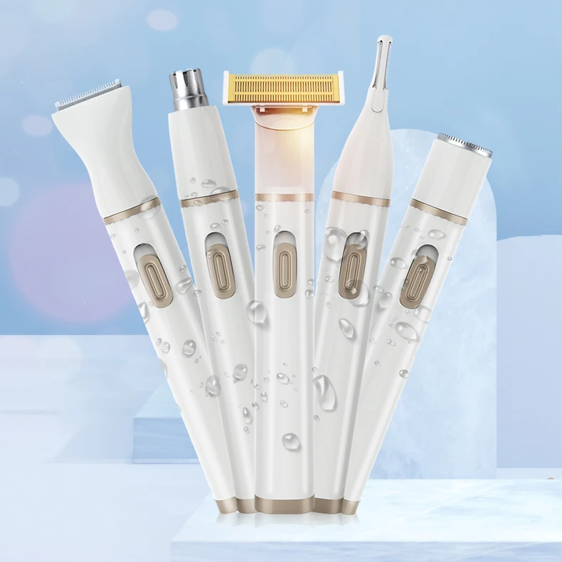 5 in 1 Women Electric Shaver Bikini Trimmer for Eyebrows Nose Public Hair Facial Legs Armpits Electric Razor for women