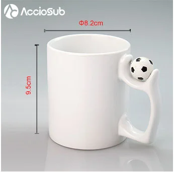 Top Seller Custom 11oz Soccer Football Handle White Ceramic Coffee Cup Valentines Day Sublimation Ceramic Mugs