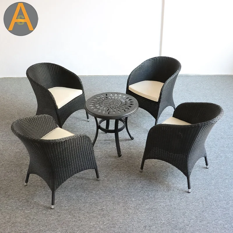 Modern Garden Furniture Aluminum Rattan Dining Set Outdoor Table and Chair Set Rattan / Wicker Powder Coating Aluminum Frame