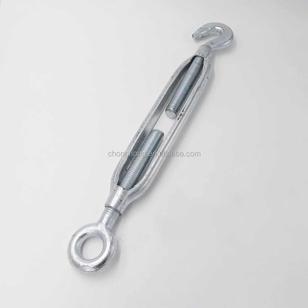 M12 JIS Turnbuckle Galvanized Open Body Turnbuckle Hook and Eye Commercial Wire Rope Turnbuckle