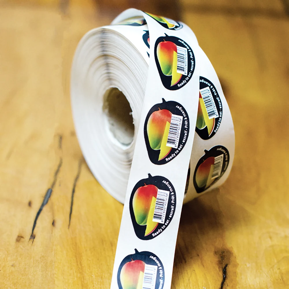 Health No Leave Glue Easy Peeling Waterproof Barcode Fade Resistant Adhesive Food Apple Vegetable Fruit Labels Stickers Custom