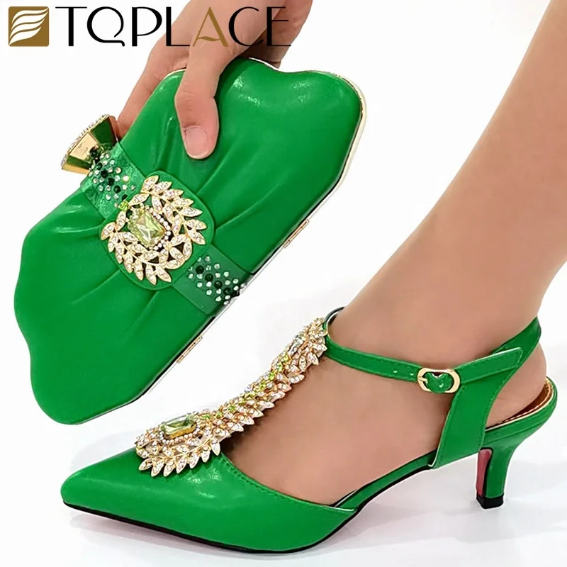 Fashion high quality African shoe and bag set/Nigeria party  with matching bag