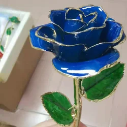 Wholesale Real Natural Preserved Rose Gold Flower Dipped in Real 24k Gold Rose Gifts Preserved rose with stem