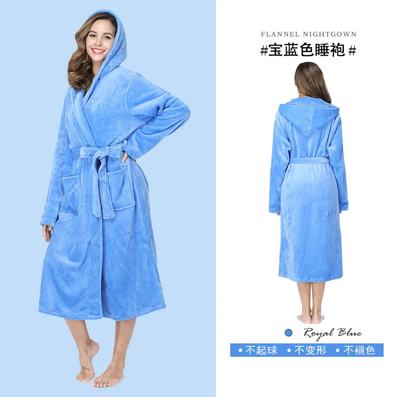 Custom Classic Design Flannel Robe Women Bathrobe Hooded Pajamas Fleece Robe with Hood