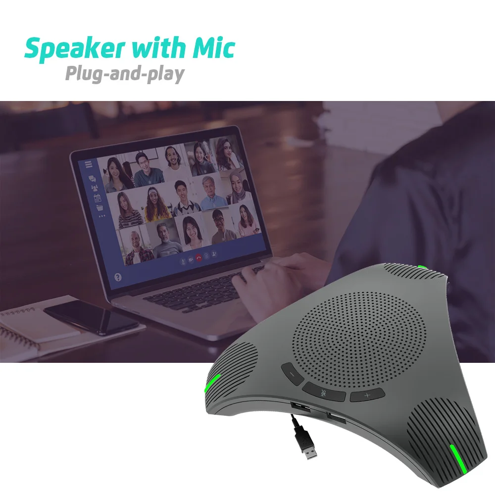 Home office business meeting mics USB desktop computer speaker with microphone portable conference speakerphone