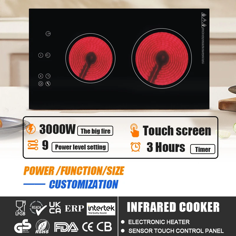 2 Cookers Electric Cooktops Kitchen Stove Electric Household Induction Cooker Double Infrared Cooker