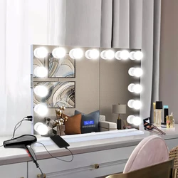 Large Desktop Hollywood Mirror With Light Bluetooth Led Makeup Vanity Dressing Table Mirror