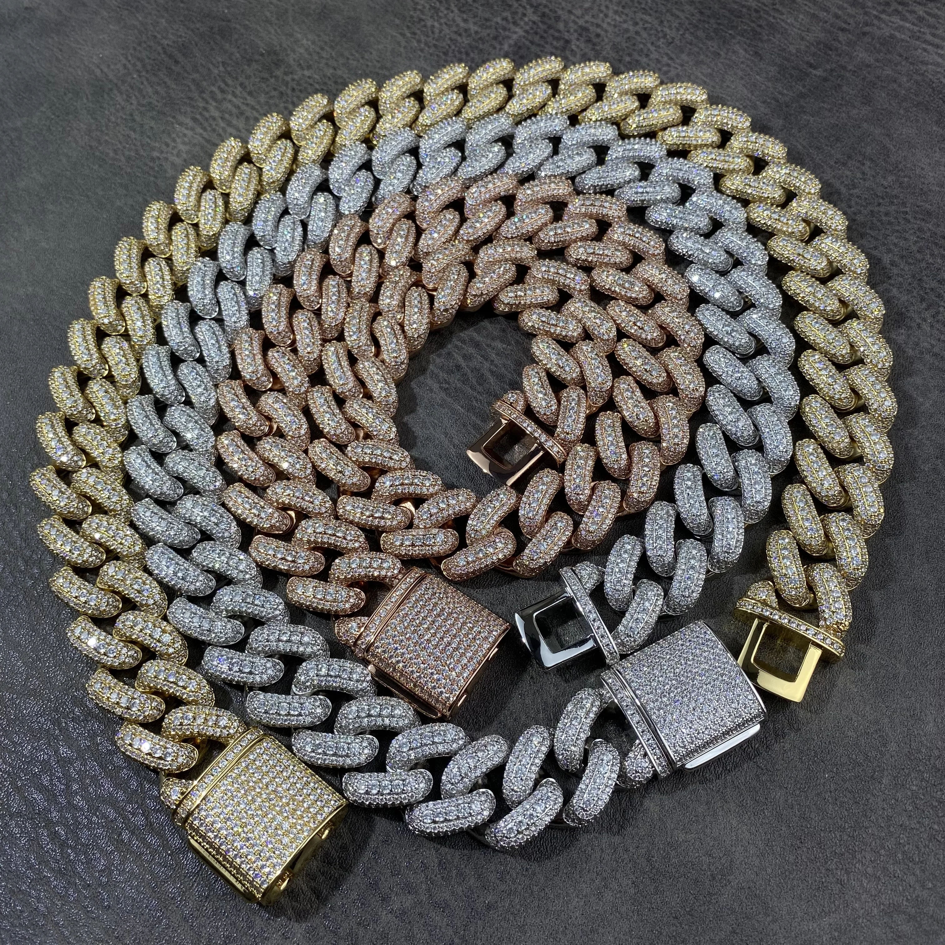 Fashion Jewelry big size Wholesale ced Out Men Hip Hop Bling jewelry brass AAAAA+ CZ Men Miami Cuban Curb link chains