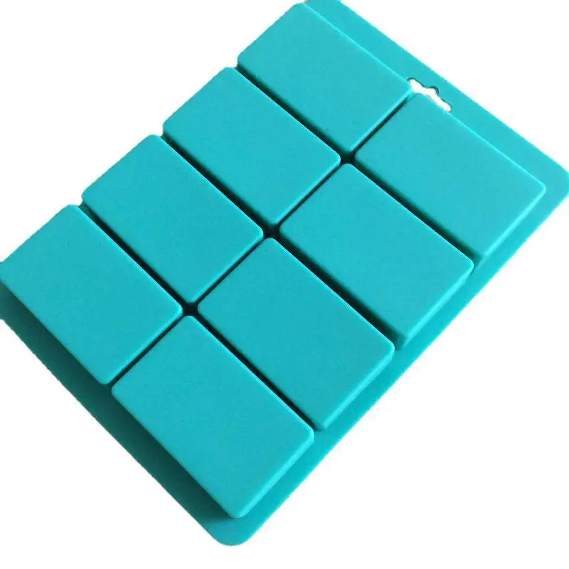 8 Cavity Rectangle Silicone Gypsum Aromatherapy Tablet Mold Square Ring Crafts Hanging Ornaments Wax Molds Soap Mould
