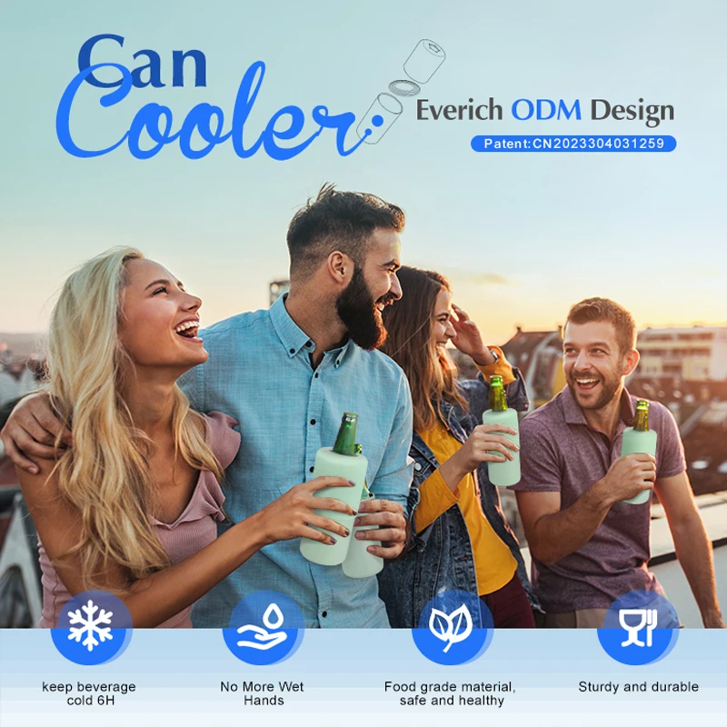 Insulated Slim Can Cooler for 12 OZ Cans and Beer Bottle - Keep 8 Hours Cold, Easy to Hold