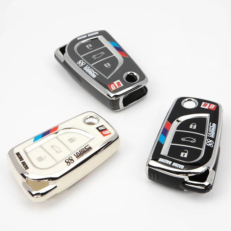 2/3 Buttons Toyota Car Key Cover TPU Protective Shell Auto Fob Case Keychain Auto Remote Key Case Cover Car Accessories