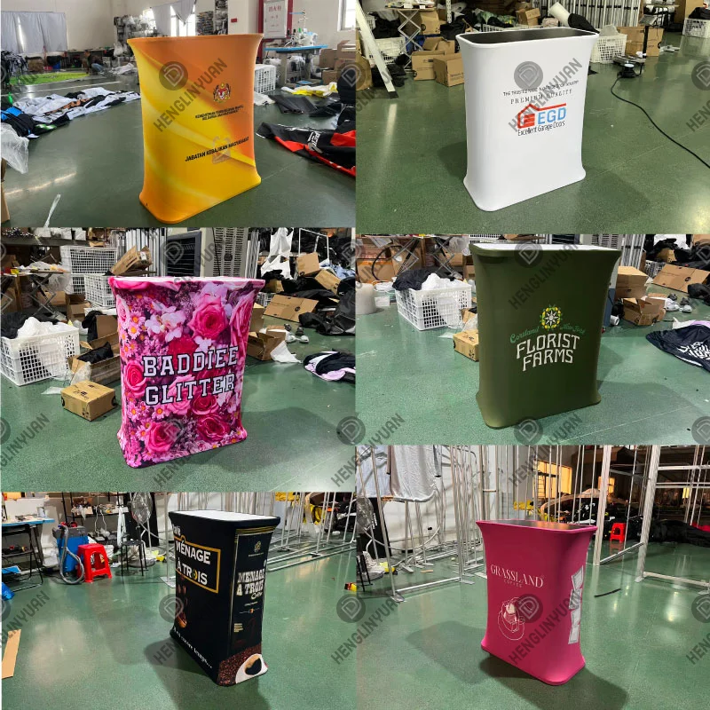 HLY High Quality Rectangle Pop Up Counter Foldable Trade Show Counter Desk Pop Up Booth Table With LED Light (Frame only)