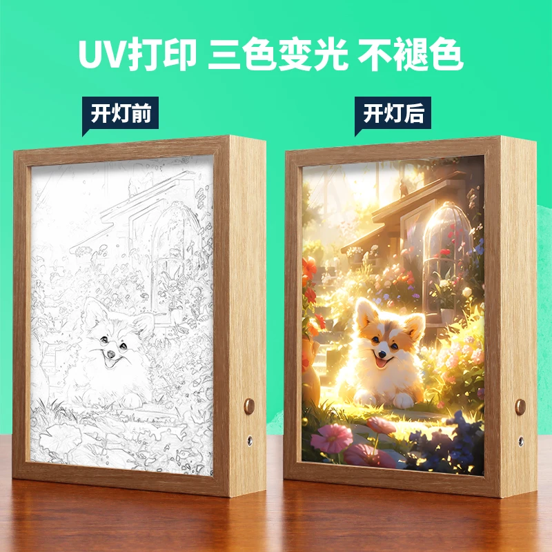 Manga INS Anime Style Art Picture Lamp Desk Lamp Photo Light Christmas Night Light Gift New 3D Illusion Lighting Up Painting