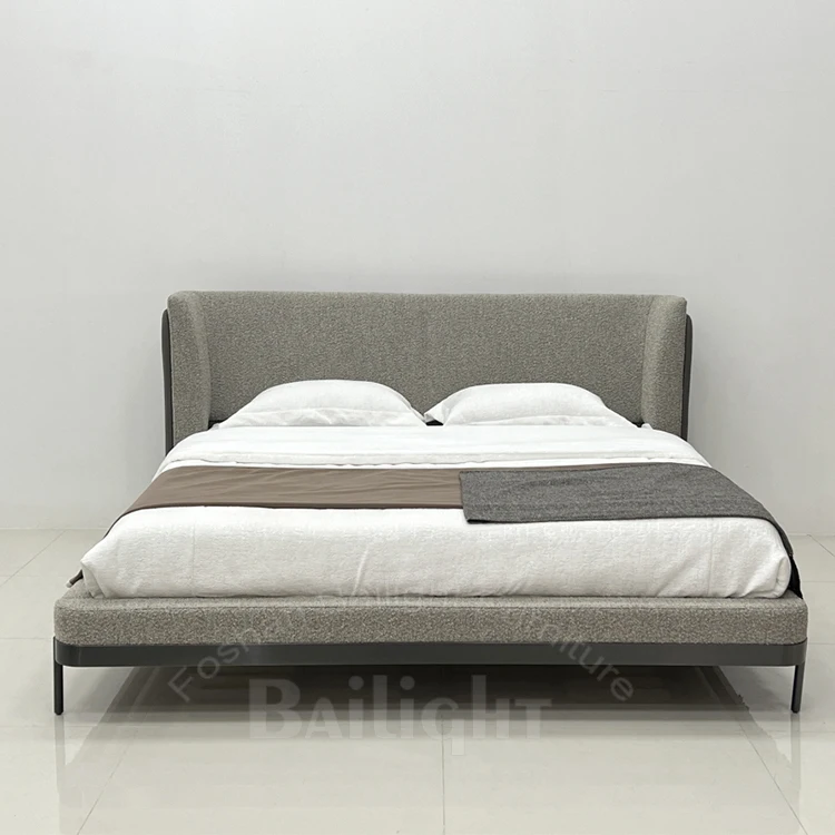 Wholesale High Quality Master Bedroom High End Light Luxury Solid Wood Frame Bed