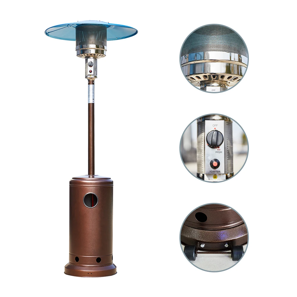 Backyard Outdoor Umbrella Patio Gas Heater Customizable Wheeled Flame Gas Heater For Commercial Use