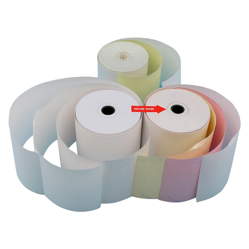 Factory Price Office 3plys Ncr Copy Paper Roll Carbonless Receipt Paper In Roll