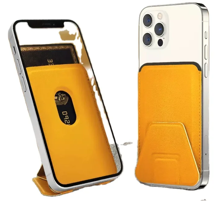 New 2024 pu leather customized logo magnetic cell phone card holder foldable slim mobile phone card holder stand for iphone
