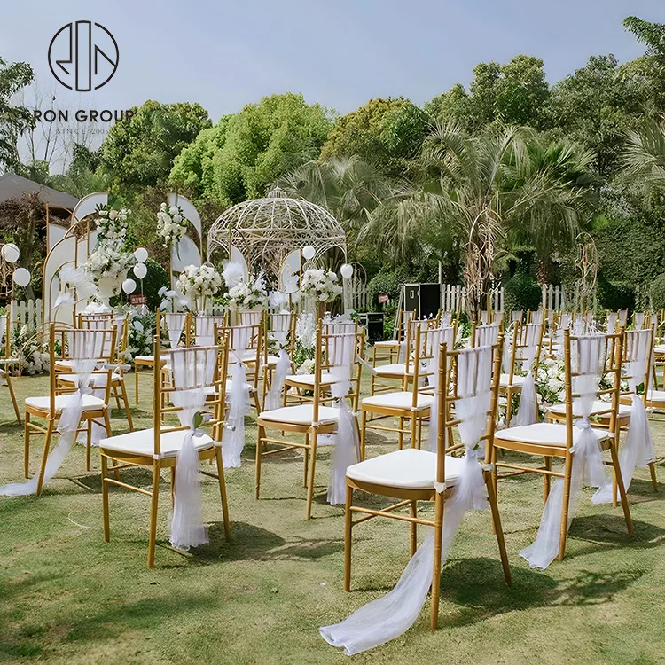 China Chiavari ceremony Catering luxury Gold chair metal chivari chavari Tiffany Hotel Event Party wedding Hall furniture chair