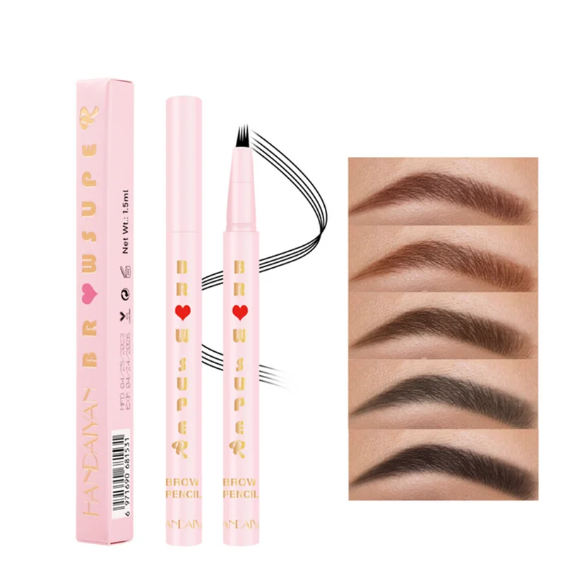 handaiyan Eyebrow Pencil For Eye Makeup - Microblading Waterproof Eyebrow Pen, Liquid Brow Pencil With 4 Micro-Fork Tip
