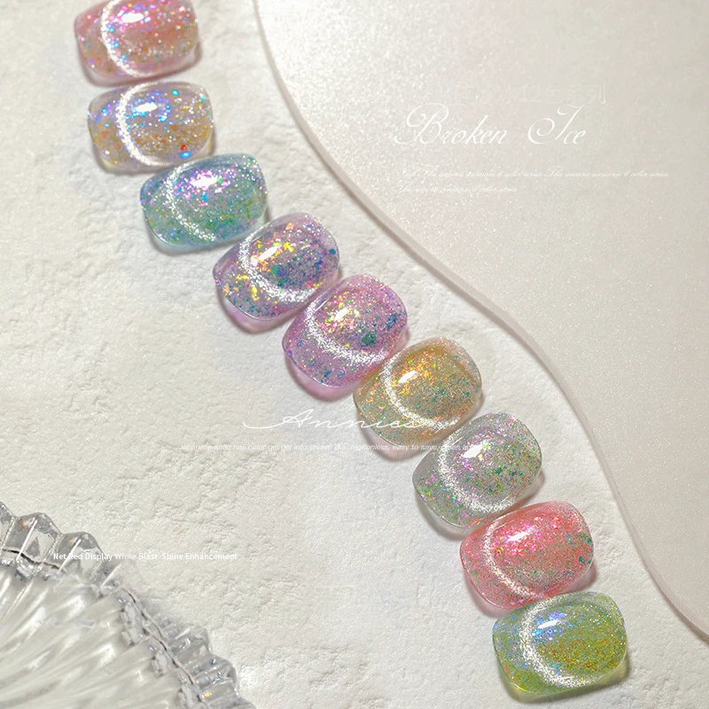 Customized Logo 12 Colors Colors Magnet Diamond Cat Eye Nail Art Magnetic Uv Gel Nail For Led Cat Eye Gel Polish